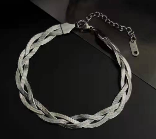 PULSERA TRENZADA PLATEADA