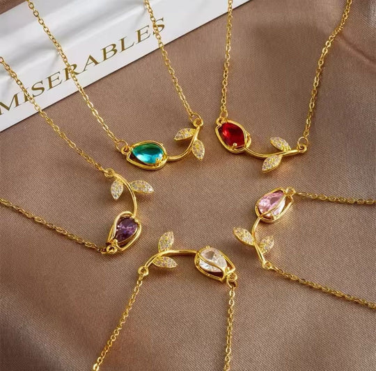 COLLAR TULIPAN PIEDRA COLORES