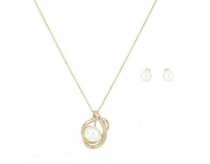 Juego cadena y aretes Perla