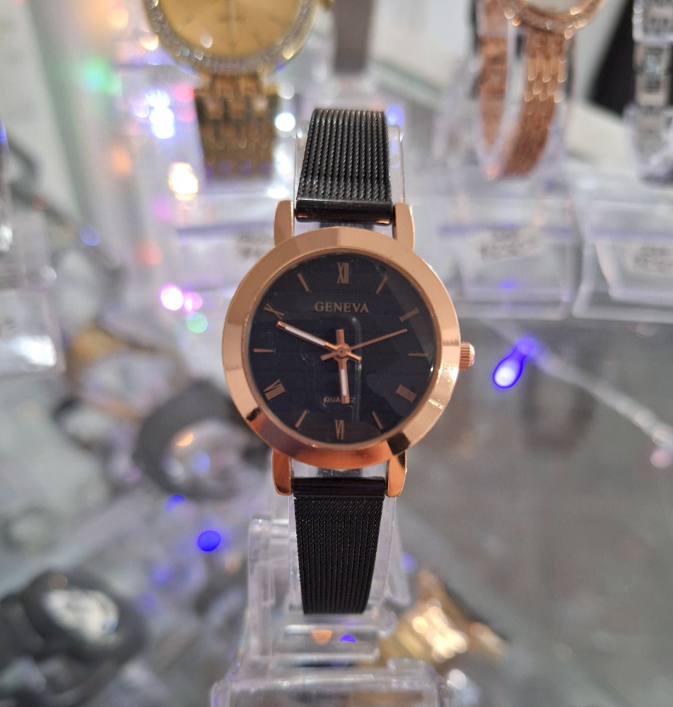 Reloj Geneva Míni Negro Bronce
