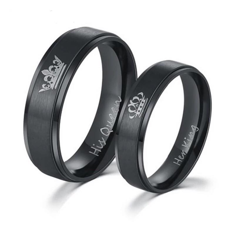ANILLOS PAREJA CORONA NEGROS