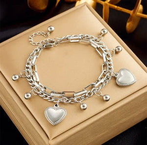 PULSERA DOBLE CORAZONES