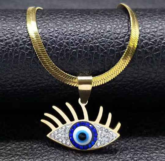 COLLAR OJO TURCO LUZ DORADO