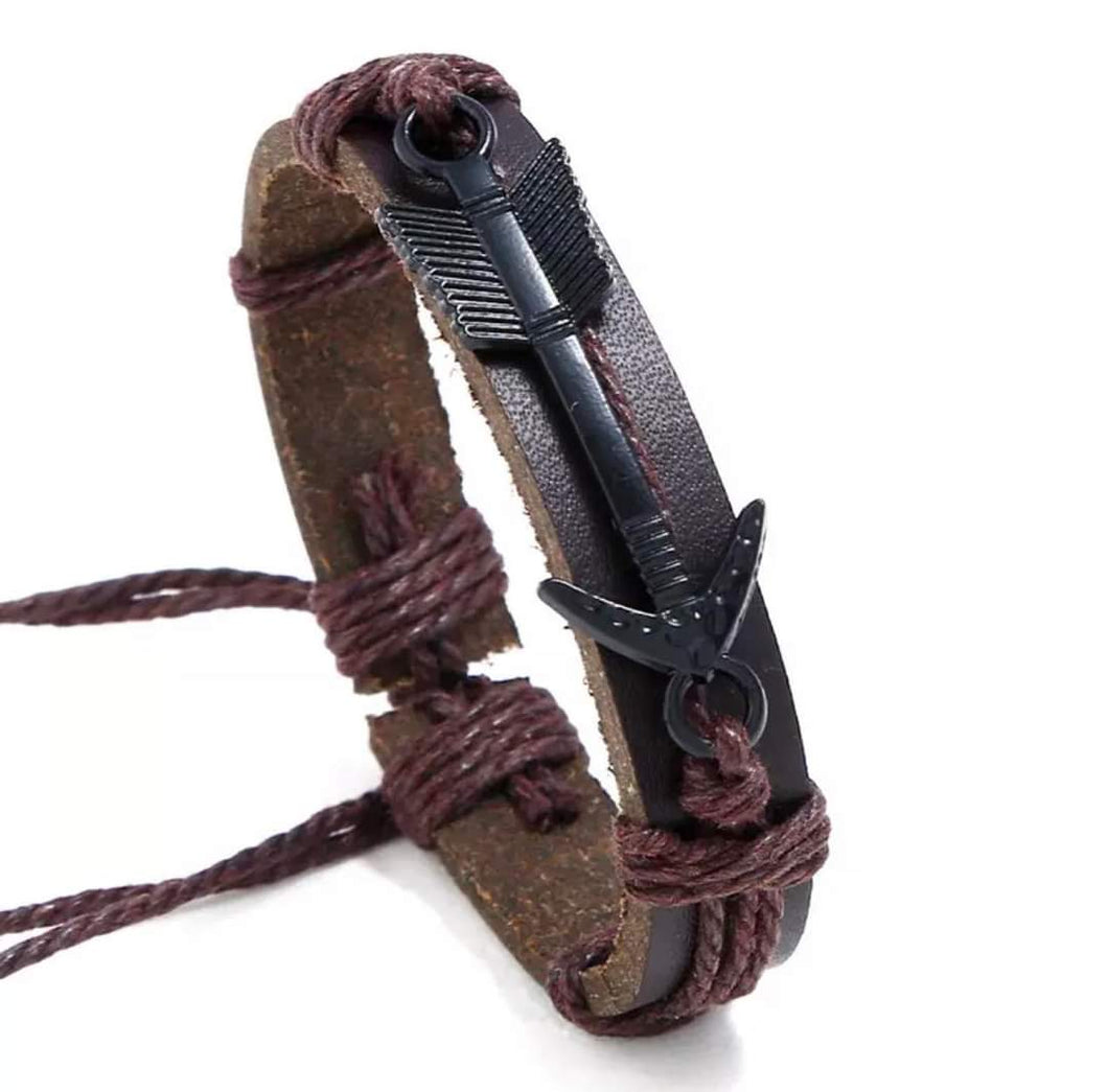 Pulsera flecha baqueta cafe