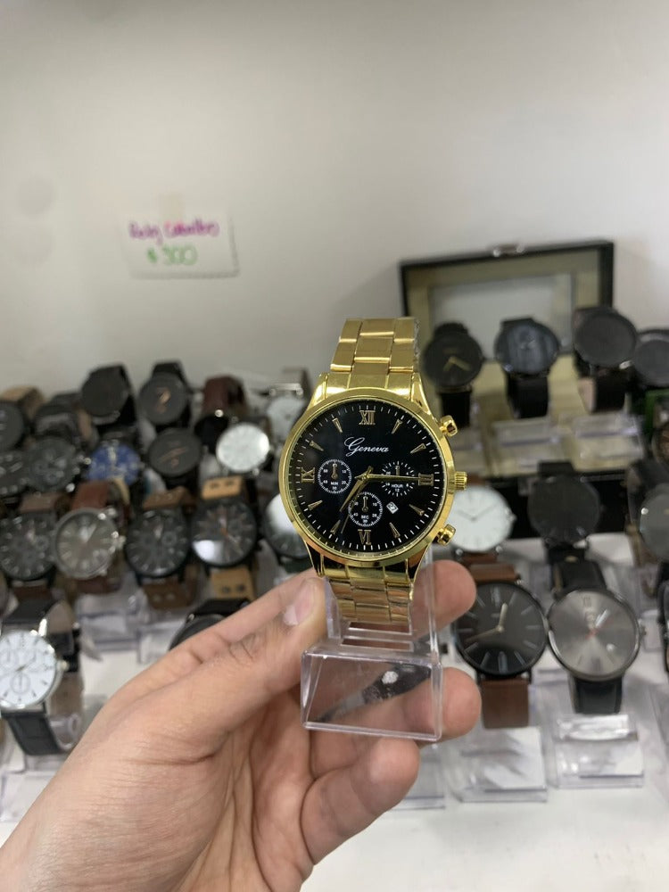 Reloj Geneva elegant dorado f negro