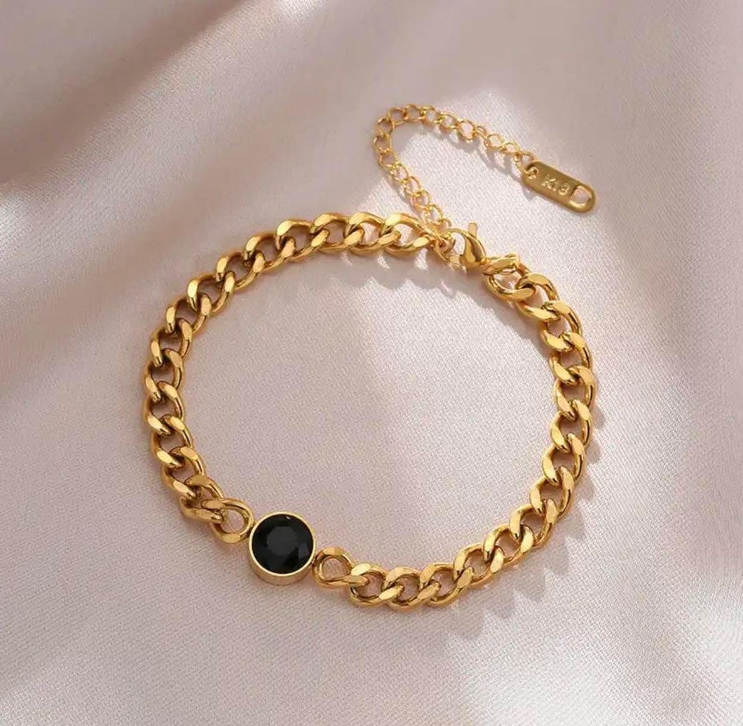 Pulsera Dorada Piedra Negra