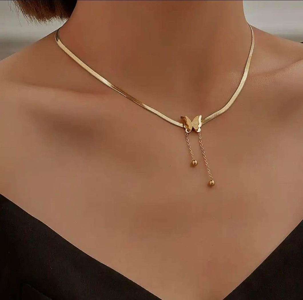 Collar Mariposa Dos Colgantes