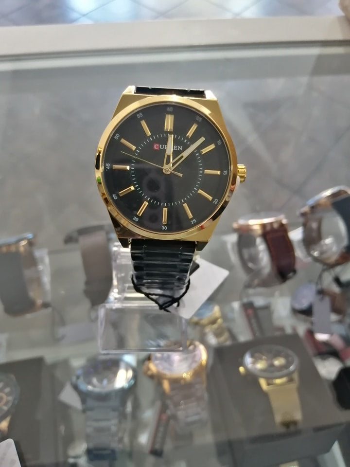 RELOJ CURREN CITY NEGRO CON DORADO