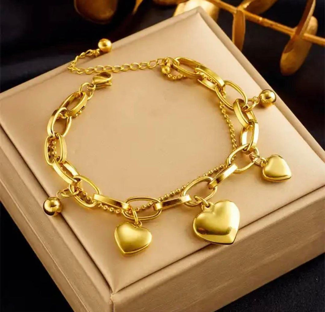 Pulsera Doble Corazones