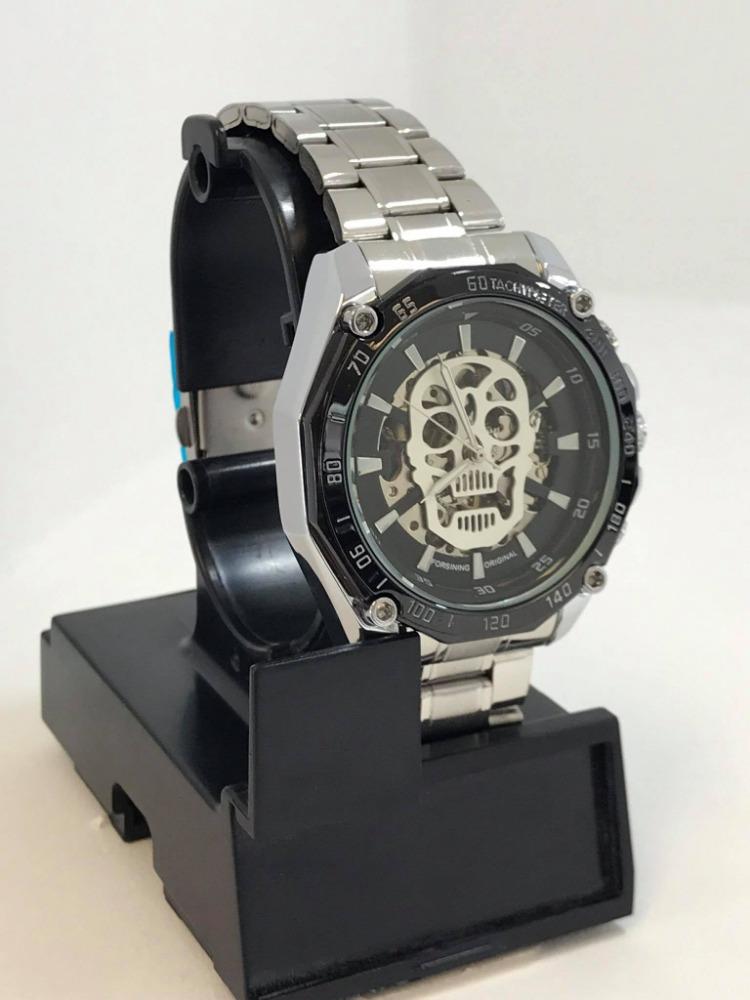 RELOJ SKULL AUTOMATICO PLATEADO
