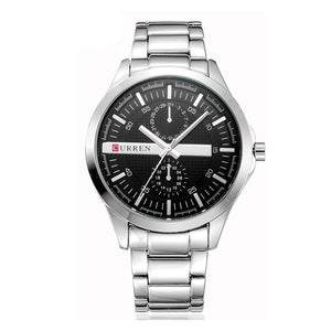 RELOJ CURREN PLACA PLATEADO F/NEGRO