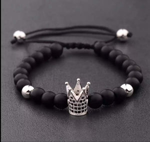 Pulsera Con Corona Plateada