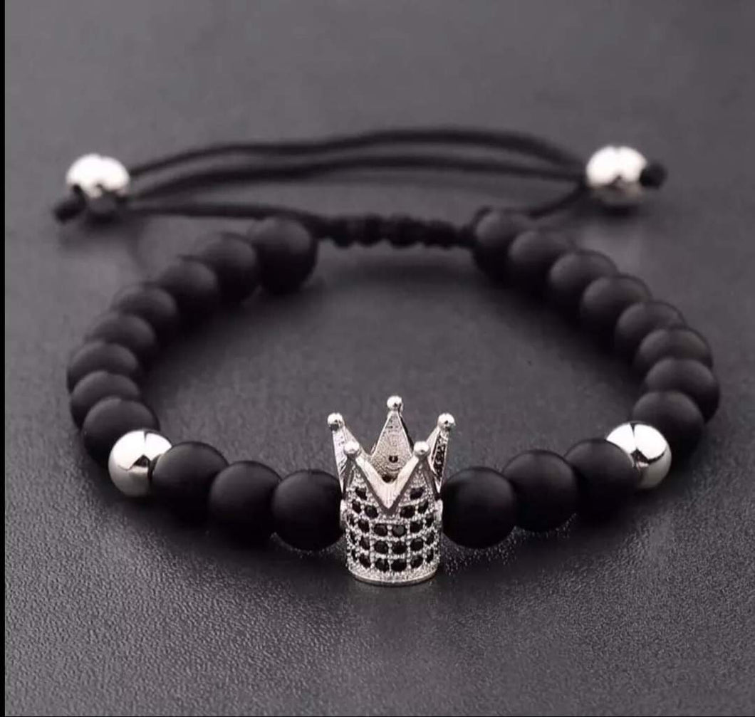 Pulsera Con Corona Plateada