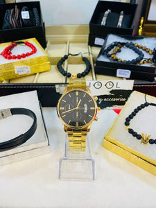 RELOJ GENEVA MATCH DORADO F/NEGRO