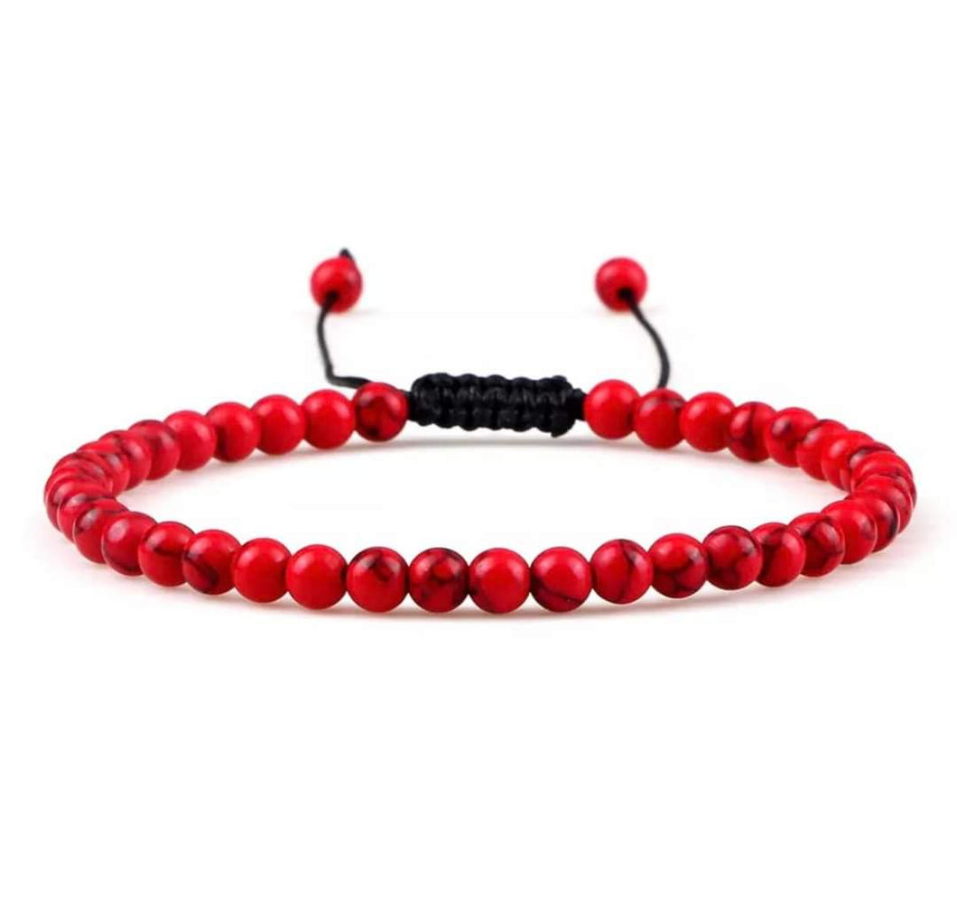 PULSERA PIEDRA ROJA  6MM