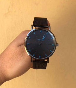 RELOJ GENEVA CORD MALLA NEGRO C/AZUL