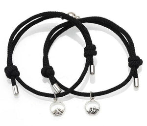 PULSERAS PAREJA MINI IMAN NEGRAS