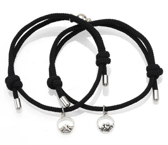 PULSERAS PAREJA MINI IMAN NEGRAS
