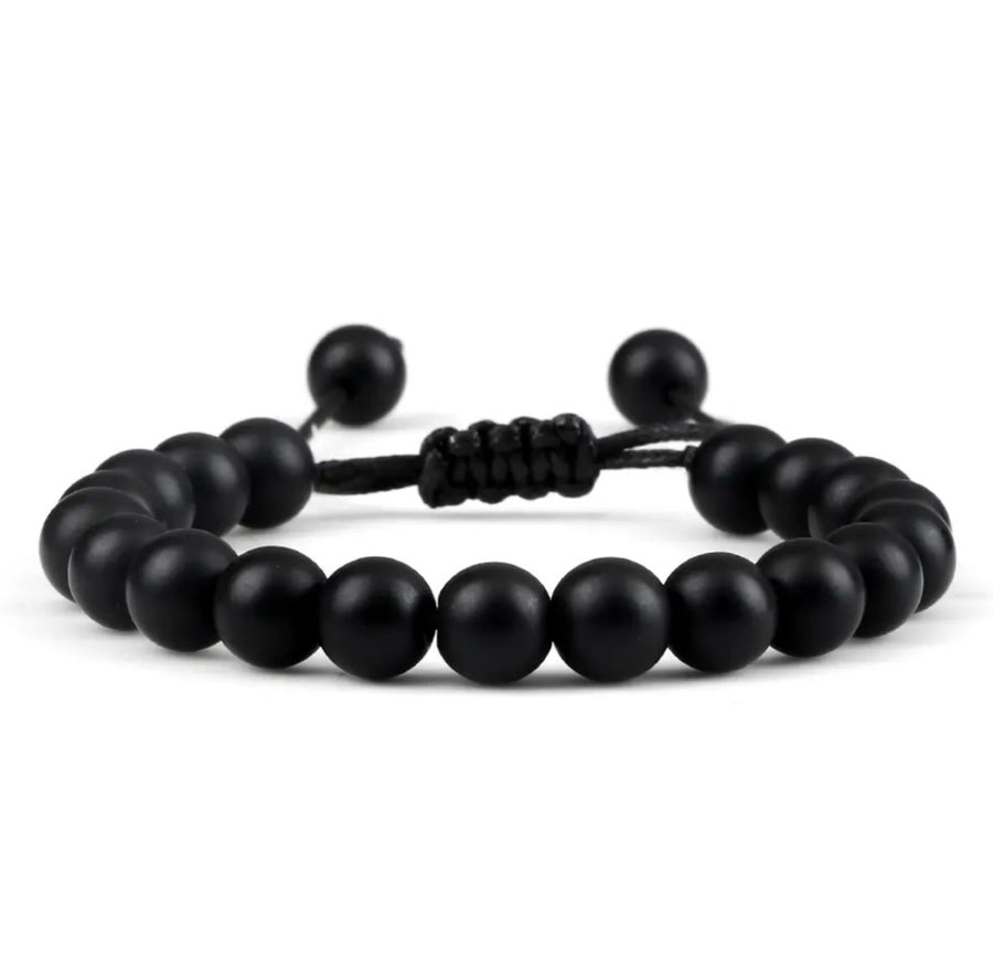PULSERA PIEDRA NEGRA MATE 8mm