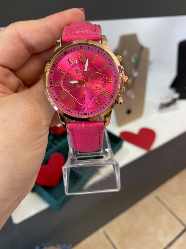 RELOJ ROMANOS ROSA FUCSIA