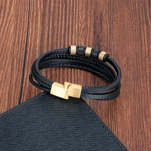 PULSERA LUXURY NEGRA CON DORADO