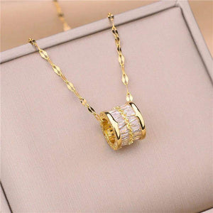 Collar Cilindro Piedra Blanca