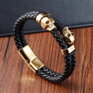 PULSERA SKULL DOBLE DORADA