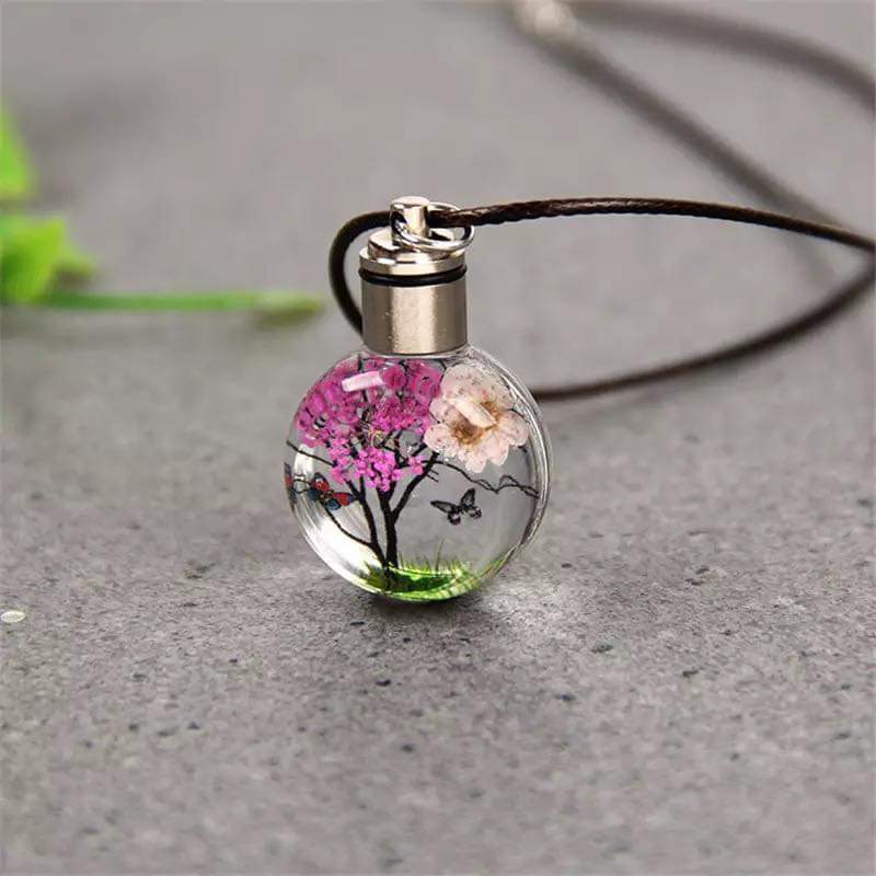 COLLAR ARBOL FRASCO ROSA