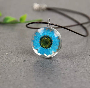 COLLAR ARTESANAL GERBERA AZUL