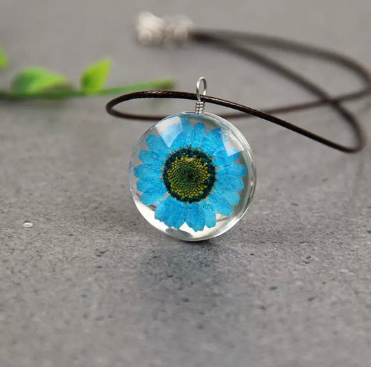 COLLAR ARTESANAL GERBERA AZUL