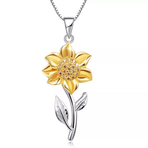 COLLAR FLOR GIRASOL ACERO INOXIDABLE