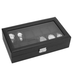 ESTUCHE 12 ESPACIOS NEGRO CARBONO