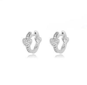 Arete Arracada Corazón Piedra Plateados