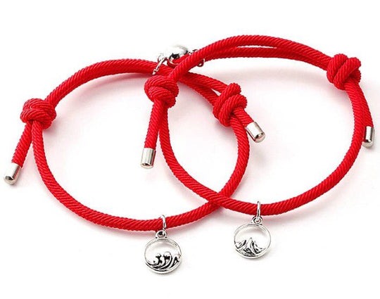 PULSERAS PAREJA MINI IMAN ROJAS