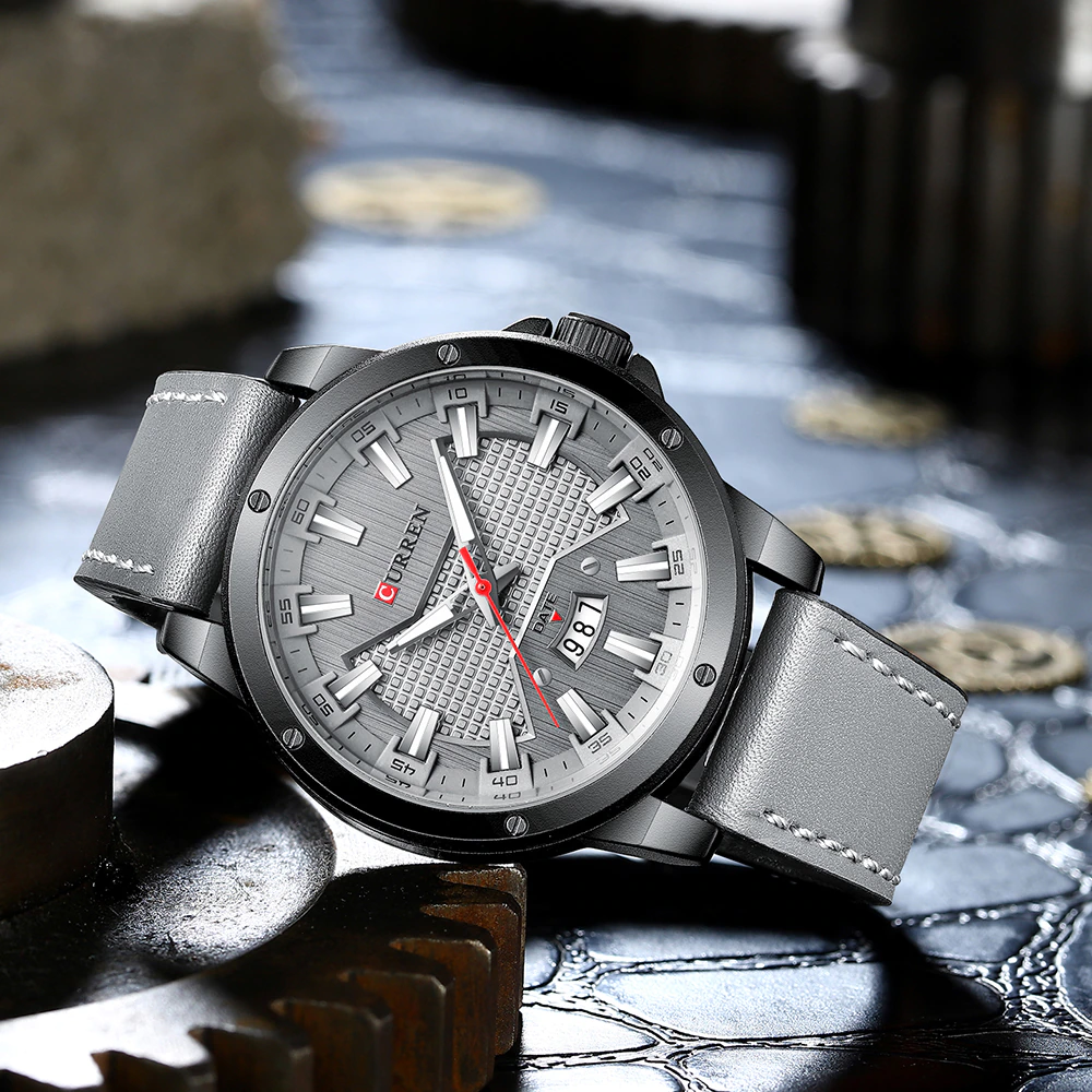 RELOJ CURREN DATE GRIS
