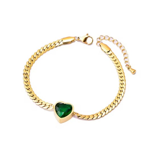 PULSERA CORAZON ESMERALDA